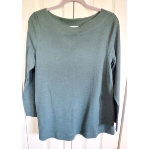 J. Jill PL Women’s Green Sweater Sweatshirt Buttons On Sleeves‎  Cotton Blnd LS